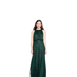 Adrianna Papell Green Halter Maxi Gown size 16
